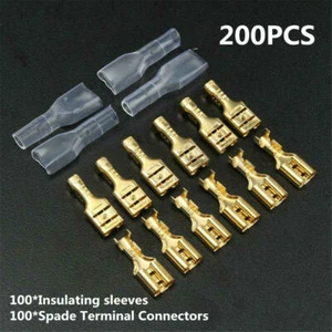 200PCS Female Spade Insulated Wire Connectors Crimp Electrical Terminals Set - Picture 1 of 6