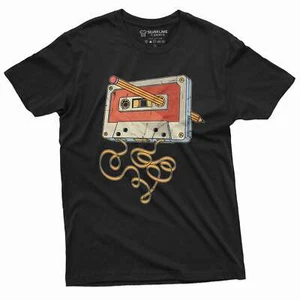Men's vintage cassette tape with pencil T-shirt 80s 90s born nostalgic gift - Picture 1 of 8
