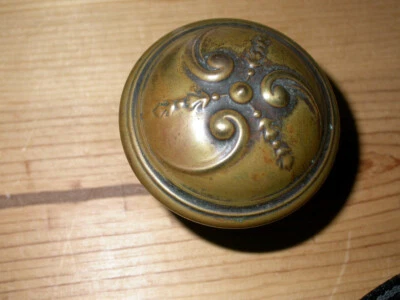 vintage Brass - Copper DOOR KNOB ** Ornate Swirl Embossed ** antique ART DECO - Image 1 of 4
