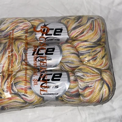 3-Skein Lot Hand Dyed Cashmere Yarn Light 3x100g/225m Yellow Grey Pink #78501 - Image 1 of 4