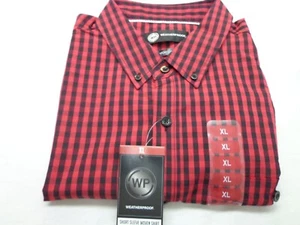 Weatherproof Short Sleeve Woven Shirt Comfort Stretch XL Red - Black Checks New  - Picture 1 of 3