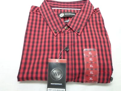 Weatherproof Short Sleeve Woven Shirt Comfort Stretch XL Red - Black Checks New  - Image 1 of 3
