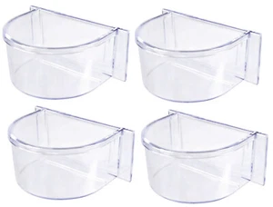4 of Clear Bird Parrot Cage Seed Water Food Feeder Bird Cup Plastic Bowl - Picture 1 of 4