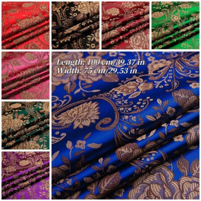 Peony Jacquard Brocade Fabric Damask Silk Upholstery Furnishing By Metre - Image 1 of 4
