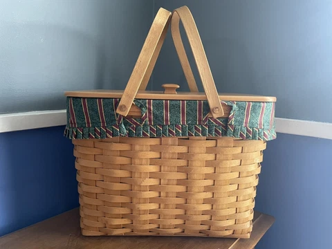 Longaberger Magazine Basket, Lid, Liner & Protector Cover