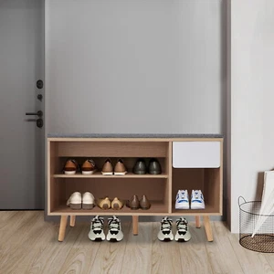 Eingang Schuh Wickelbank Schuhregal Aufbewahrung Regal mit Kissen gepolsterter Sitz - Bild 1 von 14