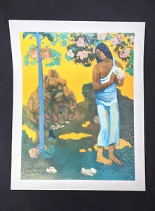 Litografía Paul Gauguin Mujer Con Flores 11 x 14 Color Vibrante - Imagen 1 de 4