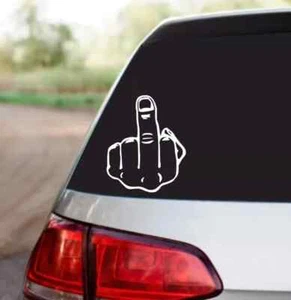 MIDDLE FINGER FLIP OFF VINYL DECAL STICKER WINDOW WALL CAR BUMPER LAPTOP FUNNY - Picture 1 of 2