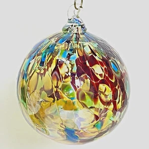 Multicolor Hand-Blown Art Glass Ball Ornament Orb Shaped Hanging Witches Ball - Picture 1 of 5