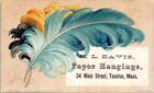 Taunton MA H L Davis Paper Hangings Blue Yellow Feathers GPV1