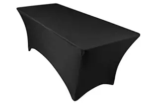 LinenTablecloth 4 ft. Rectangular Stretch Tablecloth Black Fitted Cover Banquet - Picture 1 of 2