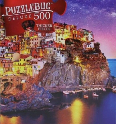 500 Pieces Jigsaw Puzzle Night Blue Hour Liguria Italy Puzzlebug Deluxe 20 X 12 - Image 1 of 3
