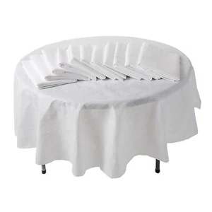 Fun Express Bulk 12 Pieces White Round Vinyl Tablecloths with Flannel Back - Picture 1 of 1