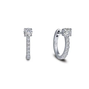 *BRAND NEW* Sterling Silver Platinum Bonded Dainty Huggie Classic Hoop Earrings - Picture 1 of 2