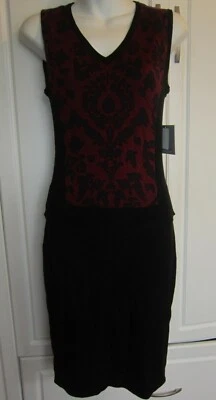 Nuevo con etiquetas Vestido Suéter Marc New York Mujer Sangre de Buey/Negro Sin Mangas Peplum Talla XS Foto 1 de 3