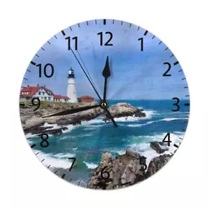 Home Decor Lighthouse Round Wall Clock Acrylic Silent Non Ticking Decorative ... - Picture 1 of 6