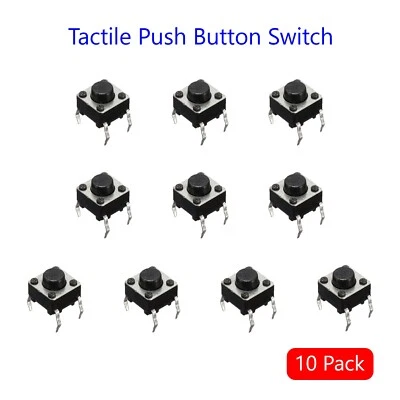 10 PACK Tact Push Button Switch 6x6x4.5mm 4 Pin DIP Micro Panel PCB Momentary - Image 1 of 4