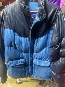 Chaqueta de esquí para nieve acolchada de plumón vintage años 70 Western Yuke 2 tonos azul S Jansport - Imagen 1 de 2