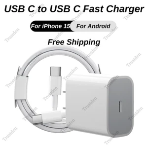 USB C 20W PD Fast Charger Block Type C Cable For iPhone 15 16 Plus Pro Android - Picture 1 of 14