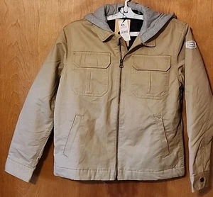 Quicksilver New Aitor Full Zip Jacket Youth XL Hooded Lined Quilted Tan/Khaki - Picture 1 of 24
