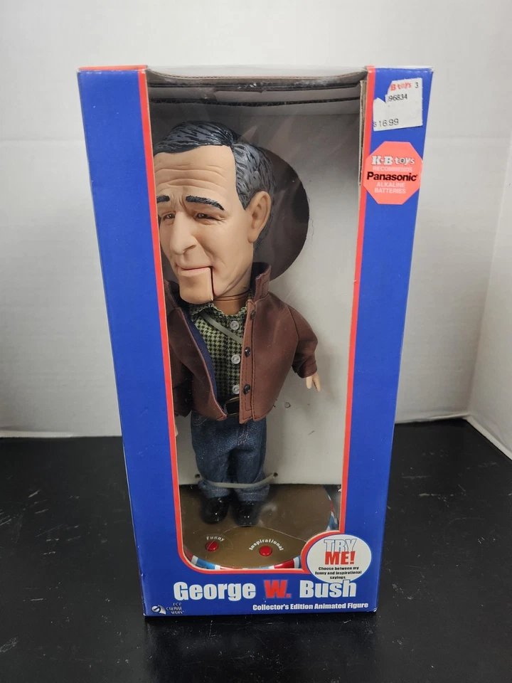George W Bush Animated Figure 12" Gemmy Pop Culture Talking Head Turning Doll