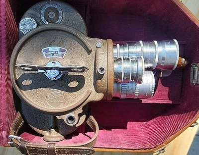 Vintage Bell & Howell 16mm Camera 70 Series Filmo C Mount Lens Orig. Case Nice! - Image 1 of 4