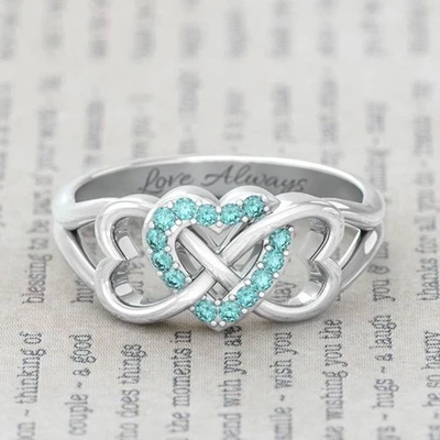 1ct Round Simulated London Blue Topaz Engagement Band Ring 14k White Gold Plated - Image 1 of 4