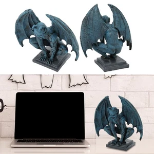 Blue Gargoyle Statue Resin Gothic Sculpture Ornament For Garden Yard - Picture 1 of 24