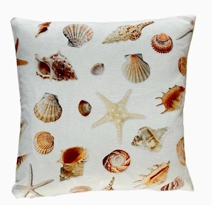 Shells Cushion Cover Printed Cotton Fabric 16x16” Scatter - Picture 1 of 1