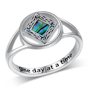AA 925 Sterling Silver NA Ring - Narcotics Anonymous Recovery Symbol Stay Sob... - Picture 1 of 6
