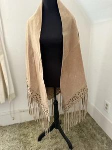 Neu Newport News Leder/Wildleder Fransen Schal/Poncho - Bild 1 von 8