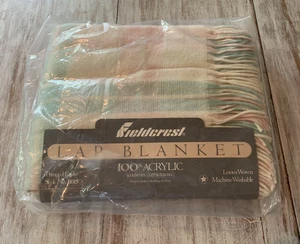 Fieldcrest Lap Blanket Acrylic Loom Woven Pastel Tartan Plaid Fringe 50X60 NEW - Picture 1 of 9