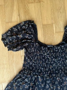 Sommerkleid Jorsey Schwarz Blümchen Gr 38/40 MIDI Baumwolle - Bild 1 von 5