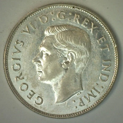 1946 Canada Silver Fifty Cents Coin 50c Canadian Half Dollar Almost Uncirculated - Image 1 of 2