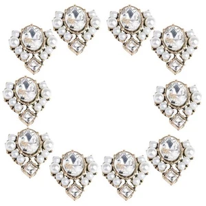10 Pieces Vintage Crystal Pearl Flatback Buttons Jewelry Making Findings - Picture 1 of 6