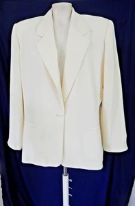Vintage Silks by Joan Leslie Elfenbein Knopfleiste Blazer Jacke Größe 16 - Bild 1 von 5