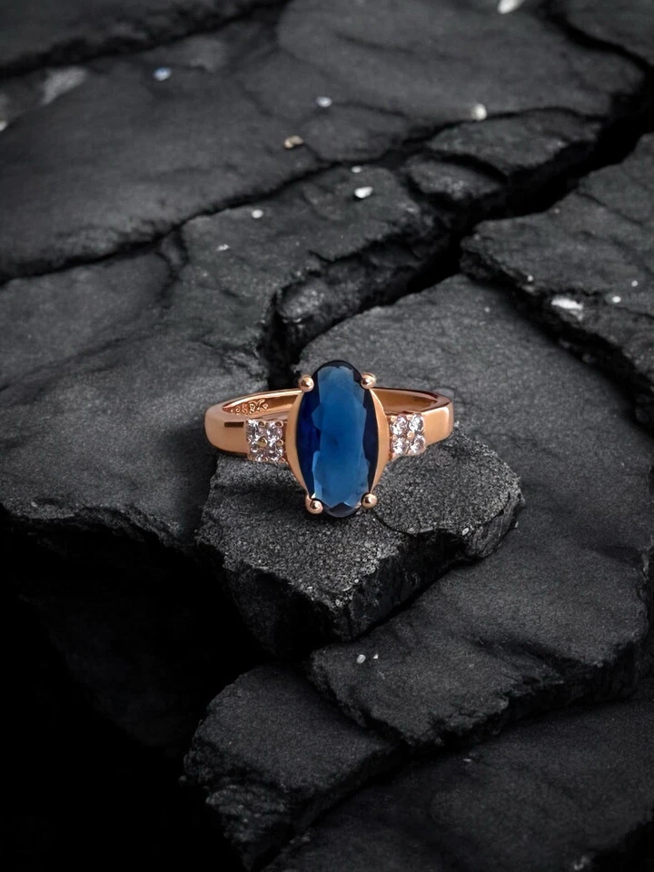 Wunderschöne 585rg Gestempelt Ring, Saphir, Rolled, 2.2 Gramm, Neu - Bild 1 von 1