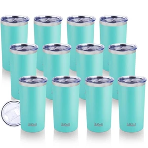Vaso delgado 12 oz a granel, juego de vasos delgados con tapa, doble pared inoxidable S... - Imagen 1 de 4