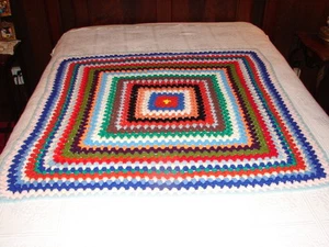 New Granny Square Crochet Afghan Handmade Handcrafted Sofa or Bed Throw  - Picture 1 of 6