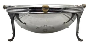 ANTIQUE Silver Plate Roll Top Dome Cover Serving Dish Platter - Picture 1 of 8