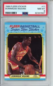 1988 Fleer Basketball Sticker #11 Dominique  Wilkins PSA 8 Centered Hawks - Picture 1 of 2