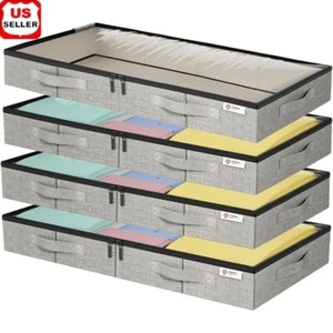 4Pack Under Bed Storage Containers Dustproof Storage Bins Clothes Pillows Toys - Picture 1 of 7