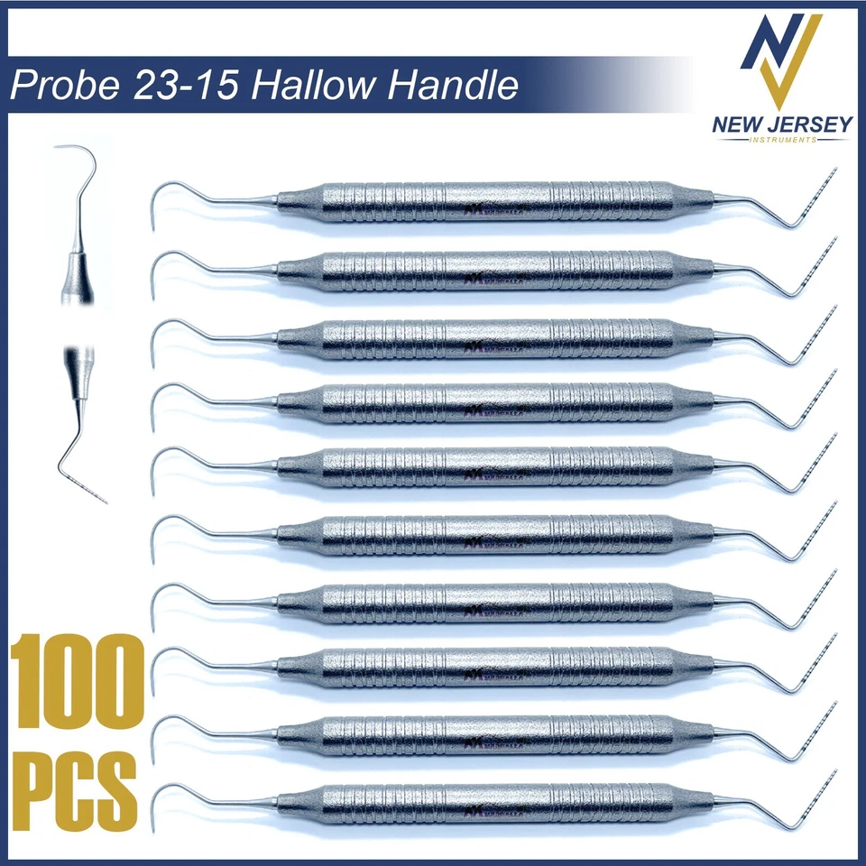 MARGALLA INT® Dental Perio Explorer 23 Probe UNC 15 Hallow Handle Color Marking Double Ended