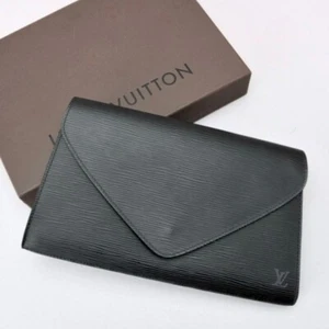 LOUIS VUITTON Epi Art Deco Clutch Bag Black M52632 LV Auth W/Box - Picture 1 of 10