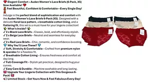 6 PACK Auden Women's All over Lace Brief Panty Underwear - Size XS - 3 Colors - Picture 1 of 17