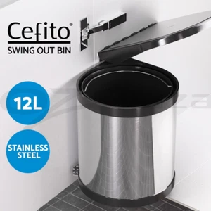 Cefito Kitchen Swing Out Pull Out Bin Stainless Steel Garbage Rubbish Can 12L - Picture 1 of 9