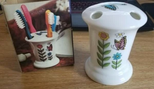 Vintage Porcelain Floral 4 Tooth Brush toothbrush Holder Made in Japan - Picture 1 of 6