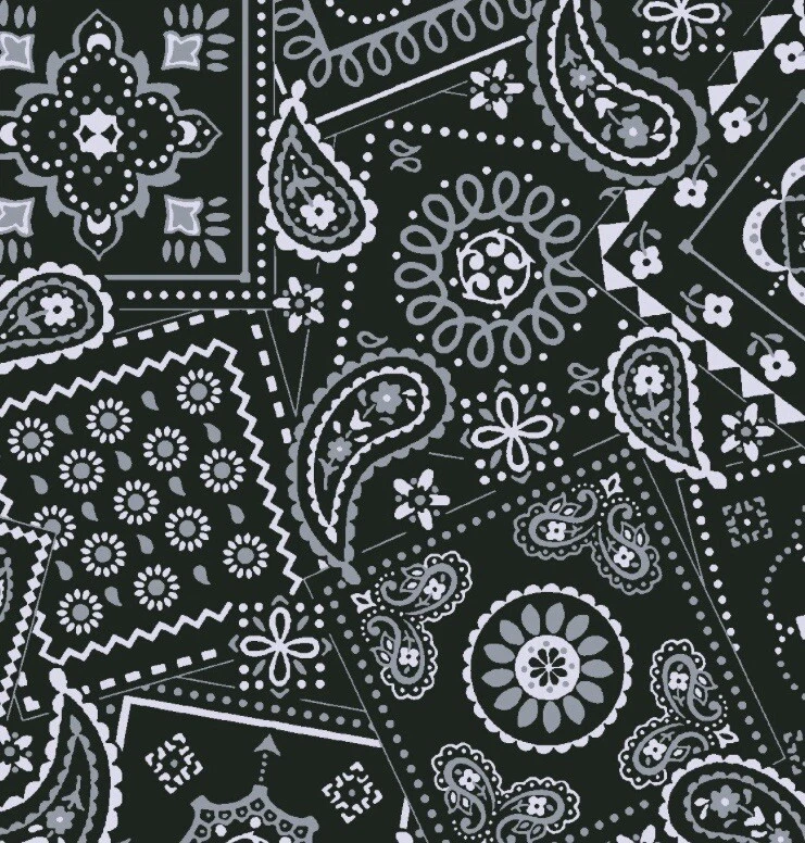 Black Bandana Print Precut 1YD 100% Cotton Fabric 36x44 - Image 1 of 1
