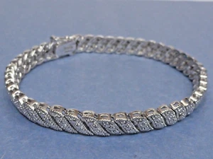 (B5) Vintage JCM Silver-tone Tennis Bracelet with Safety Catch - Picture 1 of 10