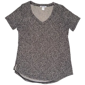 Gently Used Athleta Breezy Scoop V-neck Short Sleeve T Shirt in Micro Cheetah S - Picture 1 of 4